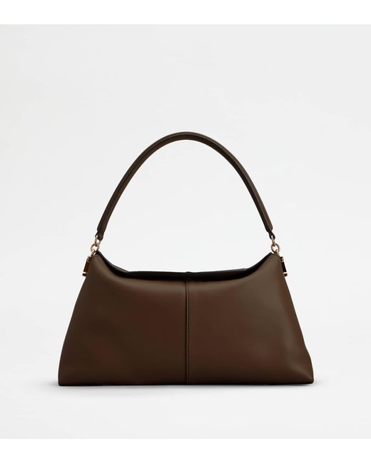 Tod's Brown T Case Shoulder Bag In Leather Small