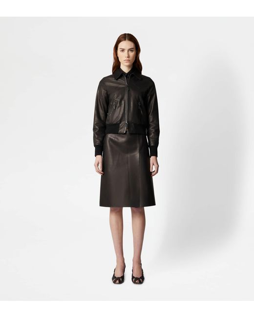 Tod's Black Bomber Jacket In Leather