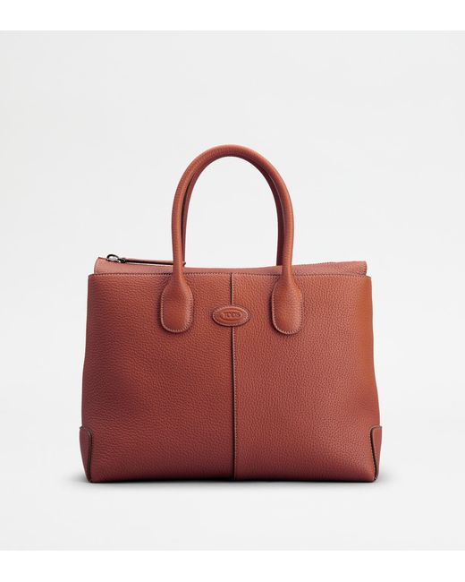 Tod's Red Di Bag In Leather Medium
