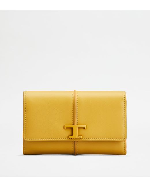 Tod's Yellow T Timeless Wallet In Leather