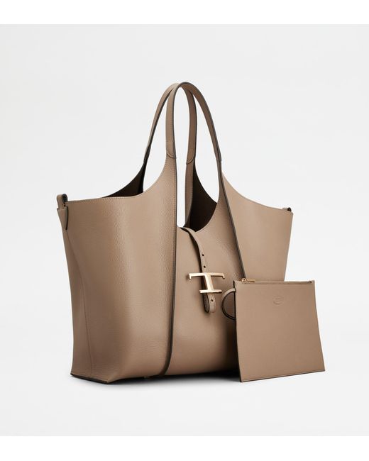 Tod's Brown T Timeless Shopping Bag