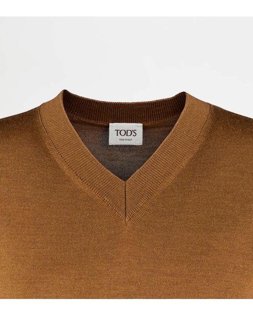 Tod's Brown Short-Sleeved Silk Blend Jumper