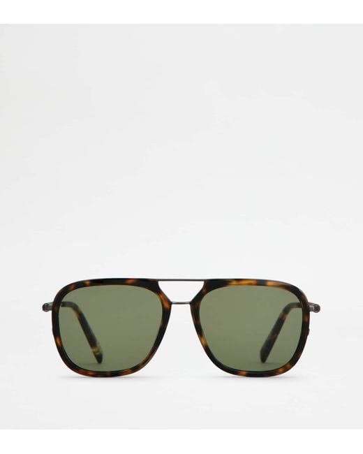 Tod's Sonnenbrille mit Bügeln aus Leder in Green für Herren