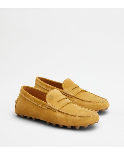 Tod's Gommino Mokassins Aus Veloursleder in Yellow für Herren