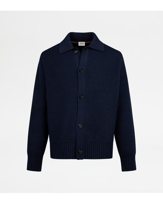 Tod's Blue Cashmere Blend Cardigan for men