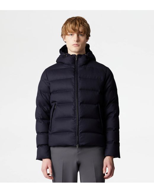 Tod's Blue Down Jacket With Hood for men
