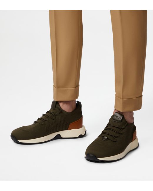Tod's Green Sock Sneakers In Technical Fabric And Leather for men
