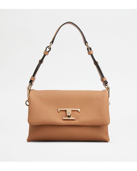 Tod's Brown T Timeless Flap Bag In Leather Mini