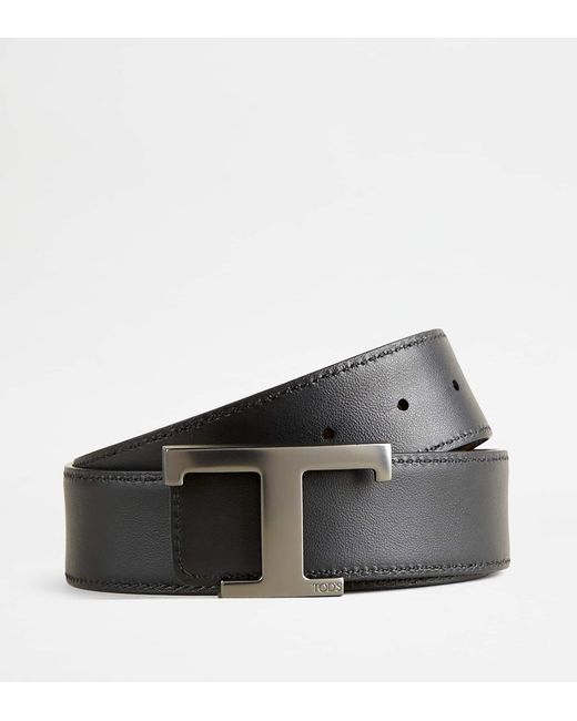 Tod's Brown T Timeless Reversible Belt In Suede for men