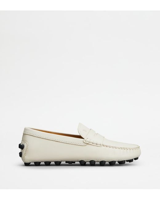 Tod's White Gommino Bubble Loafers