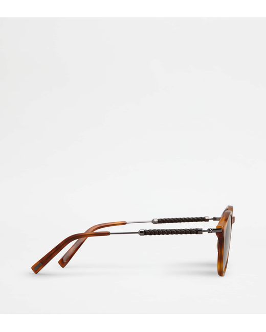 Tod's Brown Rounded Sunglasses With Temples for men