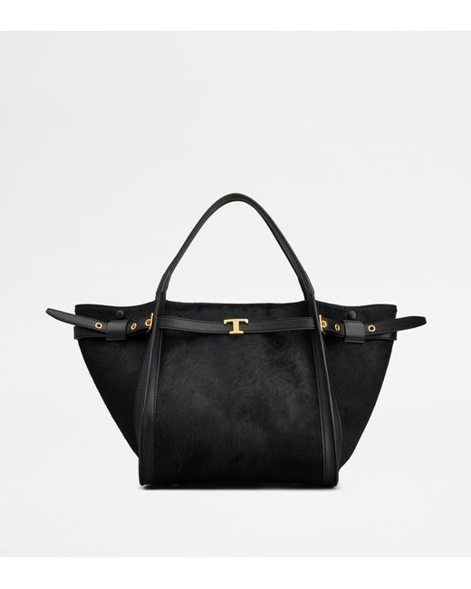 Tod's Black T Signature Shopping Bag