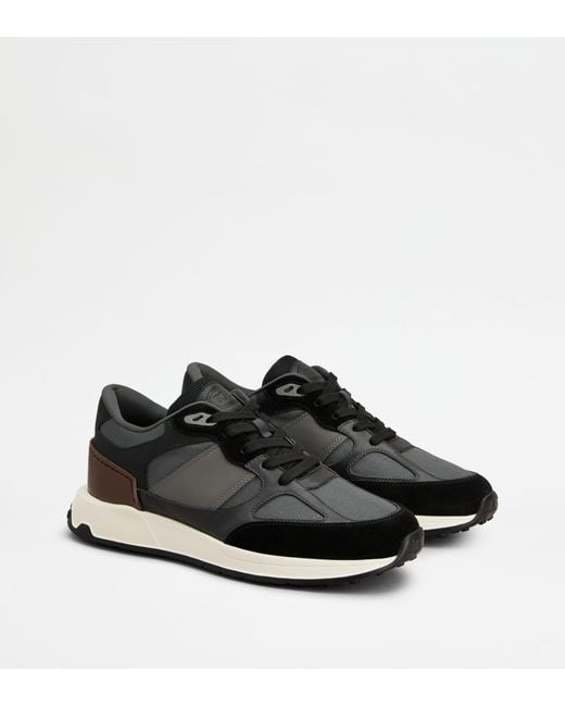 Tod's Sneakers Aus Leder Und Stoff, Grau,Schwarz in Black für Herren