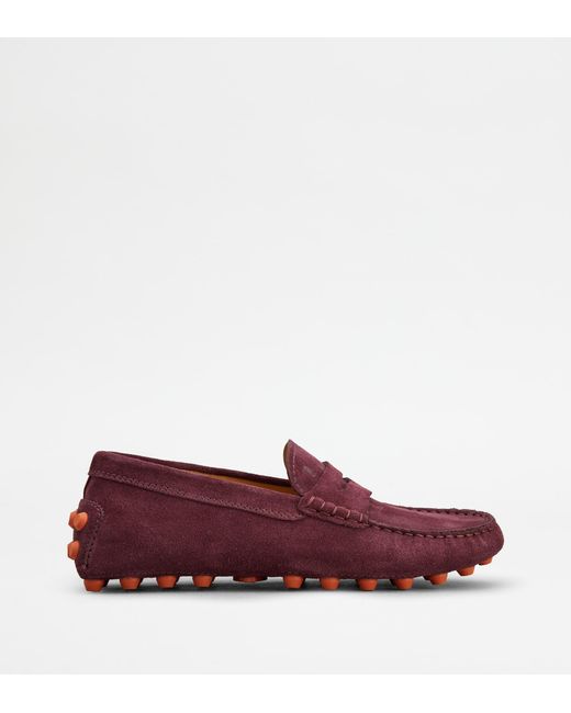 Tod's Red Gommino Bubble In Suede