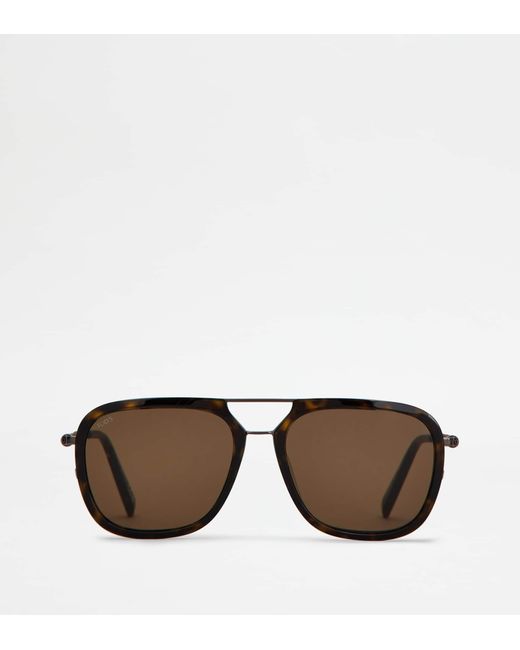 Tod's Brown Sunglasses With Temples In Leather for men