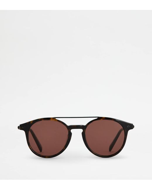 Tod's Panto-Sonnenbrille mit Bügeln aus Leder in Brown für Herren