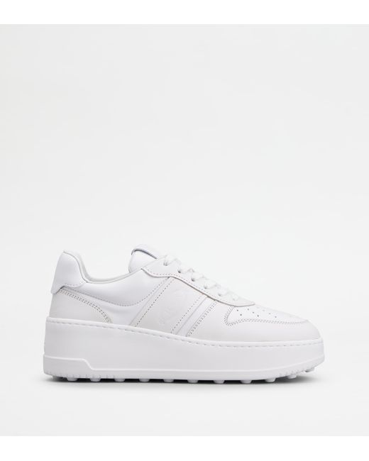 Tod's White Platform Sneakers In Leather