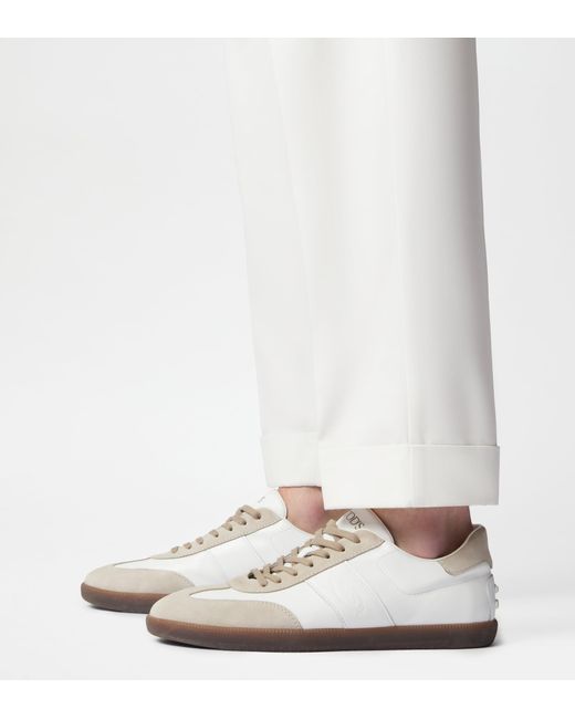 Tod's White Tabs Sneakers In Smooth Leather And Suede