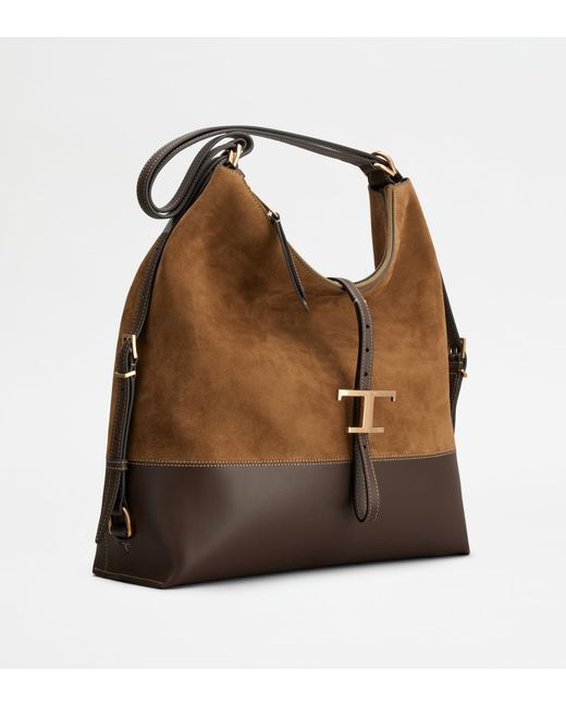 Tod's Brown T Timeless Shoulder Bag