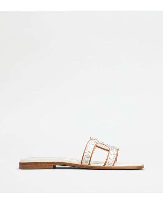Tod's White Kate Sandals In Leather