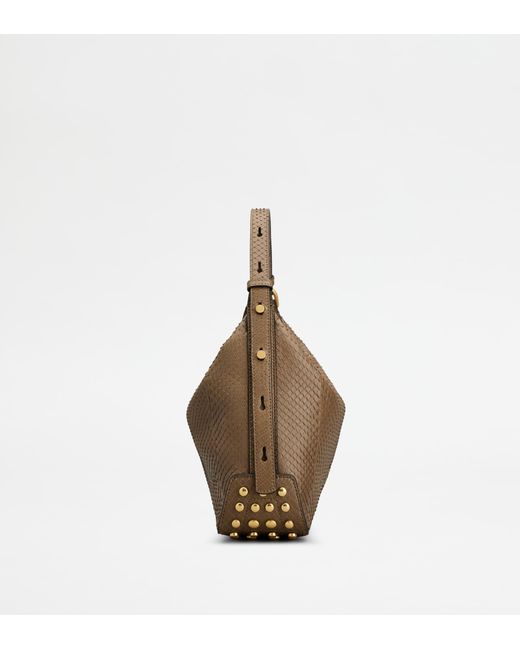 Tod's Brown Mini Bag Metal Dots Aus Pythonleder