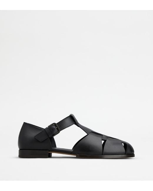 Tod's Black Sandals In Leather for men