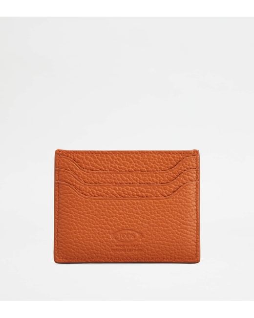 Tod's Orange Credit Card Holder In Leather for men