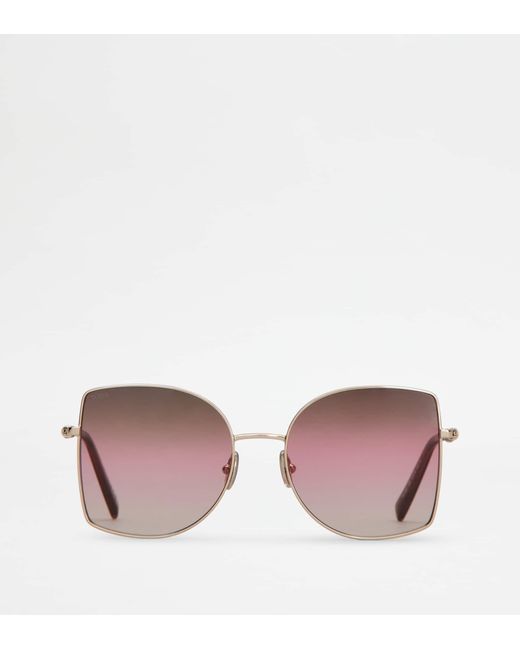 Tod's Pink Sunglasses With Temples In Leather
