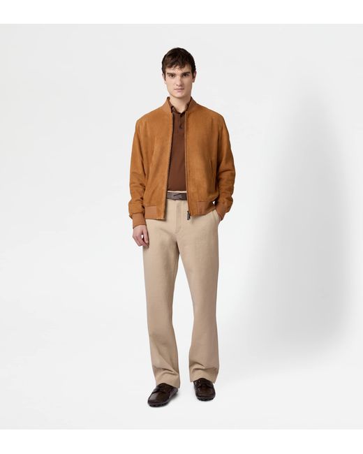Tod's Pashmy-Bomberjacke Aus Veloursleder in Brown für Herren