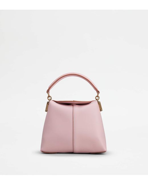 Tod's Pink T Case Tote Messenger Bag In Leather Micro