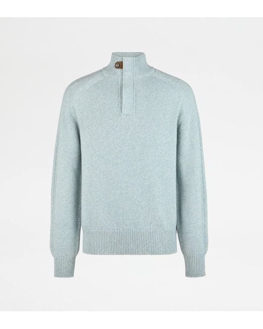 Tod's Blue Half Zip Pullover for men