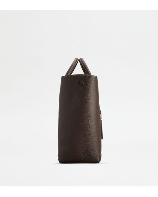 Borsa Shopping Double Up in Pelle e Canvas Media di Tod's in Natural