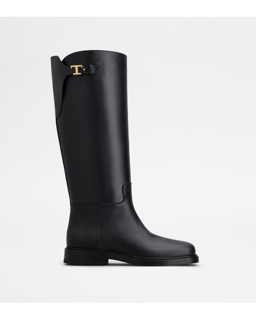 Tod's Black Boots In Leather