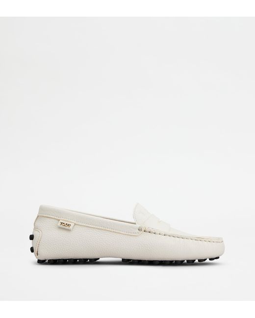 Tod's White Gommino Loafers