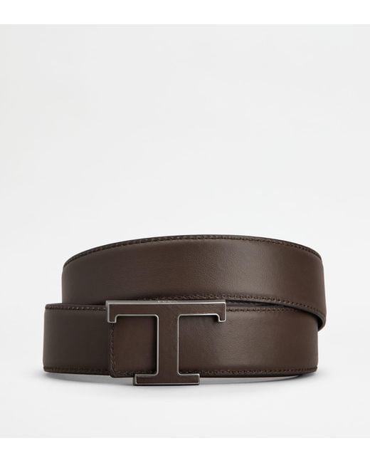 Tod's Brown T Timeless Reversible Belt for men