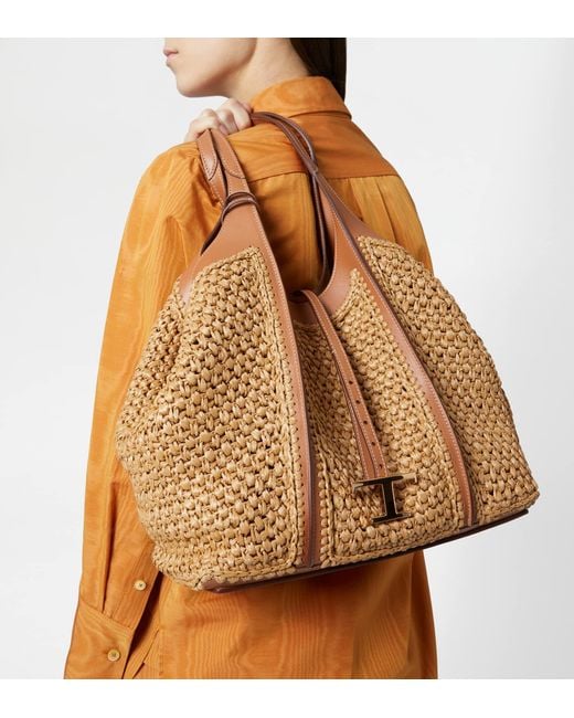 Tod's Brown T Timeless Shopping Bag