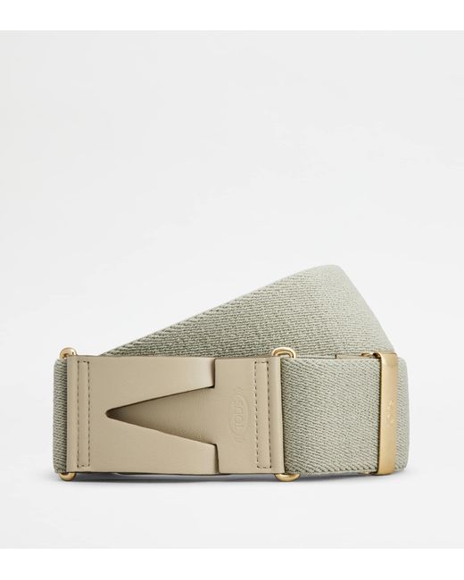 Tod's Natural Belt In Canvas And Leather