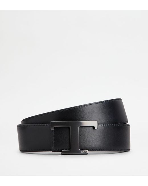 Tod's Blue T Timeless Reversible Belt In Leather for men