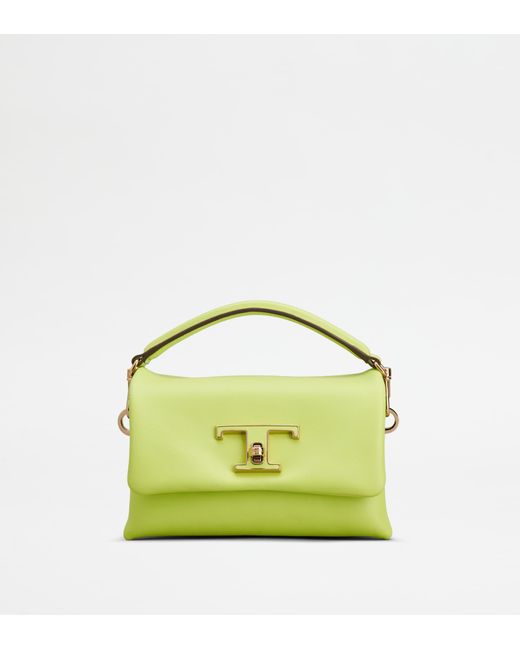 Tod's Green T Timeless Flap Bag In Leather Micro