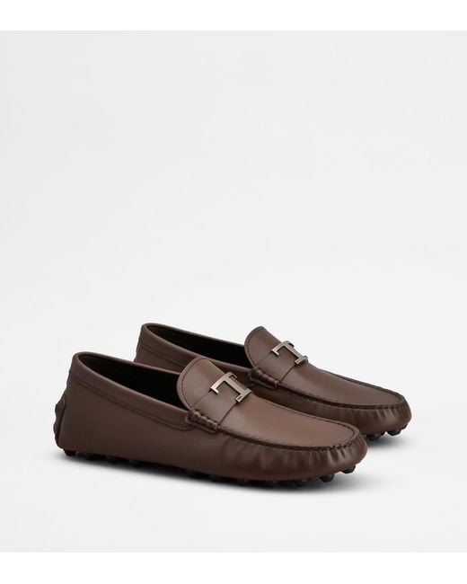 Tod's Brown T Timeless Gommino Bubble Loafers for men