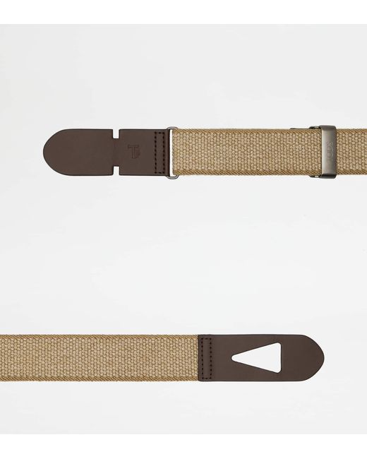 Tod's Brown Belt In Canvas And Leather for men