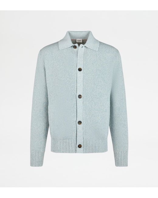 Tod's Blue Cashmere Blend Cardigan for men