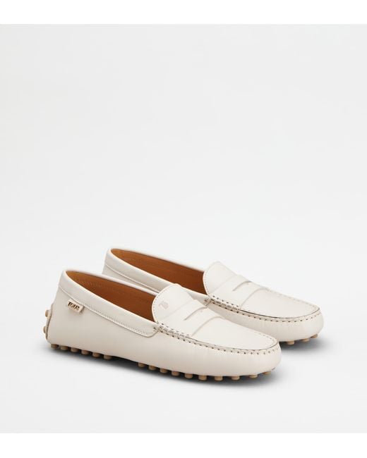 Tod's White Gommino Loafers