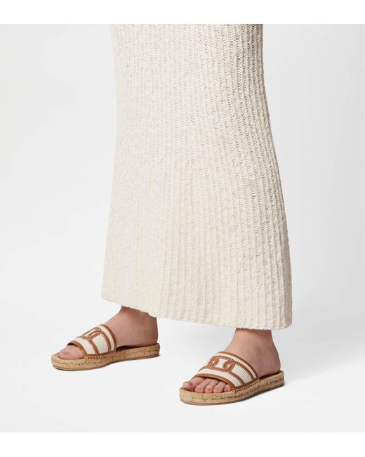 Tod's Natural Kate Sandals In Canvas And Leather