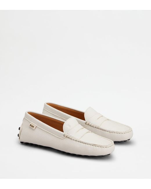 Tod's White Gommino Loafers