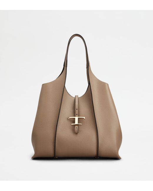 Tod's Brown T Timeless Shopping Bag
