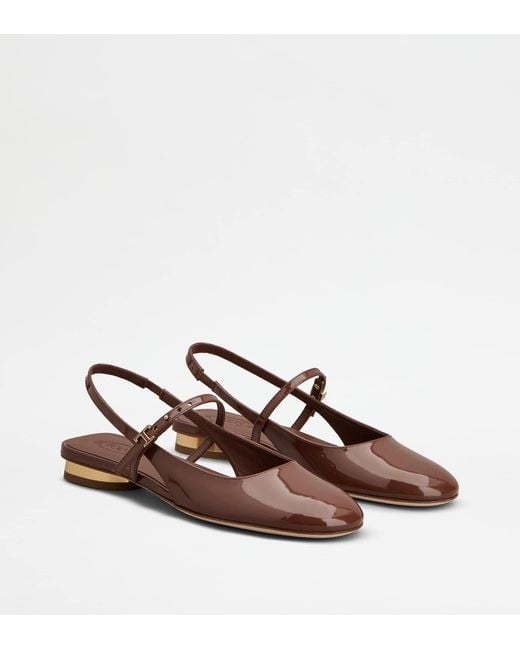 Tod's Brown Mary Janes Inn Patent Leather