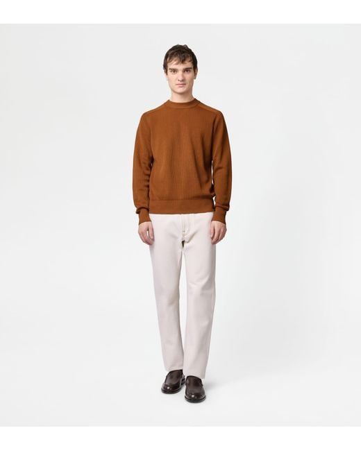 Tod's Brown Silk Blend Round-Neck Jumper for men