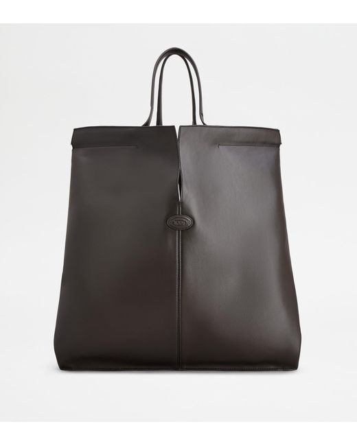 Tod's Black Di Bag Folio Aus Leder Large