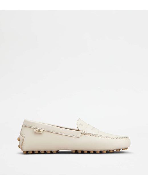 Tod's White Gommino Loafers